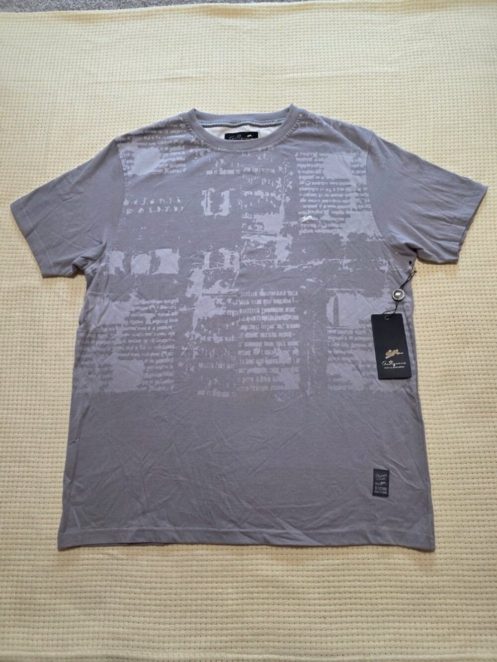 A. Tiziano Premium Menswear Cotton Gray Graphic T-Shirt Men’s Size Large
